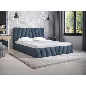 Bed met opbergruimte 160 x 200 cm - Fluweel - Blauw + matras - LIDAMA van Pascal Morabito