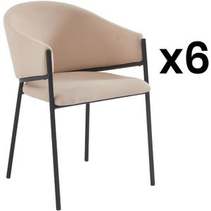 Set van 6 stoelen met stoffen en metalen armleuningen - Beige - ORDIDA - van Pascal Morabito