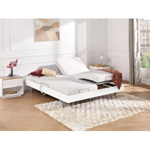 Elektrisch bed - bedbodem en matras - latex CASSIOPEE III van DREAMEA - OKIN motoren - 2 x 80 x 200 cm - wit
