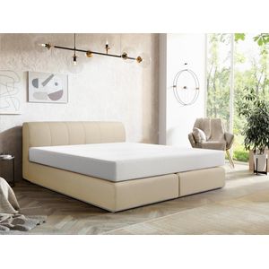 Complete set met boxspring en hoofdbord – Met bedbodem – Met ledverlichting – Met matras – 160 x 200 cm – Stoffen bekleding – Beige – OTARU van YSMÉE