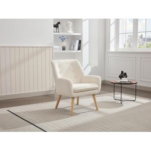 Fauteuil van witte boucléstof SERINO