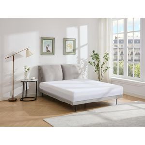 Bed 160 x 200 cm - Velours - Grijs - IBEDIA