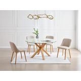 Ronde eettafel 4 personen van gehard glas en eiken - Transparant - LANIEVO