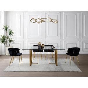 ELEGANO - Stoelen - Zwart - Fluweel - Set van 6