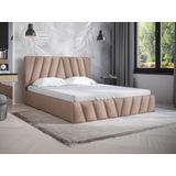 Bed met opbergruimte 160 x 200 cm - Fluweel - Beige + matras - LIDAMA van Pascal Morabito