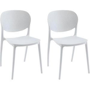 Set van 2 polypropyleen stapelstoelen - Wit - CARETANE