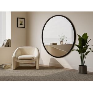Grote ronde wandspiegel van paulowniahout - D150 cm - Zwart - ZANG