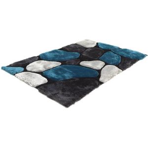 Shaggy tapijt PIETRA turquoise en grijs - polyester - 140 x 200 cm