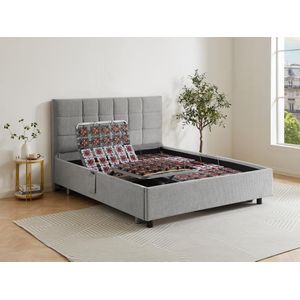Elektrische decoratieve relaxbedbodem, 2 x 65 noppen - 2 x 80 x 200 cm - Stof - Grijs - PITUS van DREAMEA
