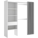 Verstelbare kledingkast LAURENT - L. 110/160 cm - Wit en grijs