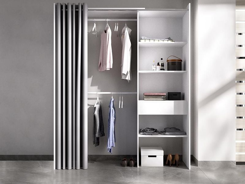 Verstelbare kledingkast LAURENT - L. 110/160 cm - Wit en grijs