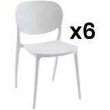 Set van 6 polypropyleen stapelstoelen - Wit - CARETANE