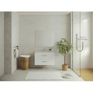 Zwevend badkamermeubel met enkele wastafel - Wit - 80 cm - KAYLA