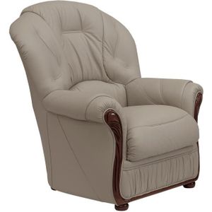 Vente-unique Fauteuil van 100% taupegrijs buffelleder DAPHNE L 83 cm x H 97 cm x D 91 cm