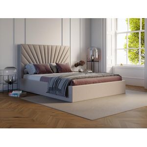 Bed met opbergruimte 140 x 190 cm - Stof - Beige + matras - RILIODA van Pascal Morabito