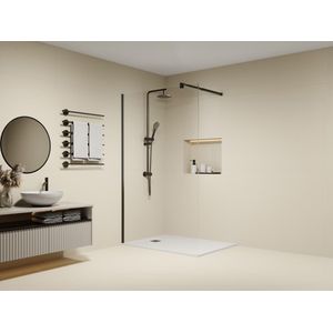Douchewand voor inloopdouche, mat zwart - Antikalkglas van 8 mm - 120 x 200 cm - DAREN