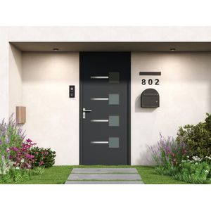 Voordeur van aluminium H218 x L96 cm, antraciet - Rechts openslaand - AMARES
