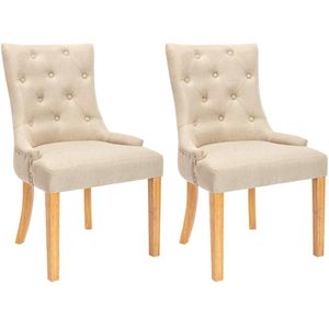Set van 2 stoelen JOLIA - Stof en houten poten - Beige