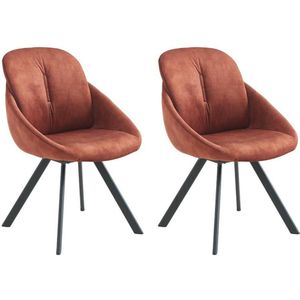 Set van 2 stoelen met fluweel en metalen armleuningen - Terracotta - BUSSELTON