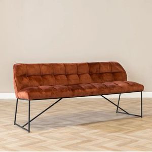 Velvet eetkamerbank Janna koper 220 cm