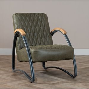 Industriële fauteuil Ivy eco-leer olijfgroen