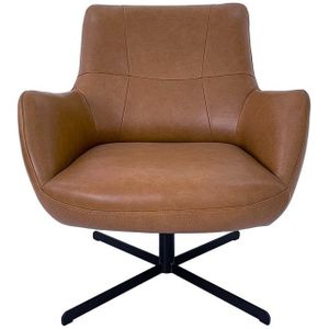 Fauteuil Stella draaibaar leer cognac