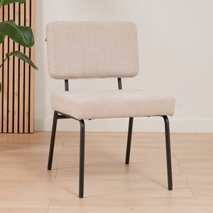 Scandinavische eetkamerstoel Espen beige gerecyclede stof