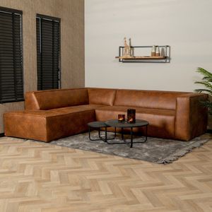 Hoekbank Memphis eco-leer cognac links