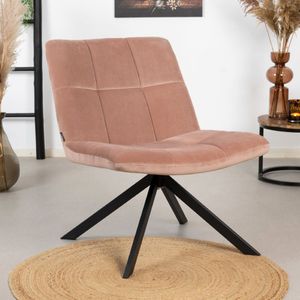 Fauteuil - Eevi - Roze - Velvet - Draaibaar