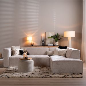 Hoekbank Memphis wit/beige stof chenille rechts