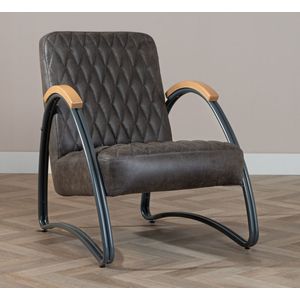 Bronx71 - Ivy - Fauteuil - Antraciet - Eco-leer