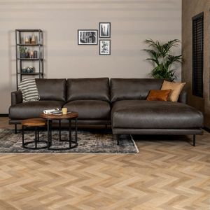 Industriële hoekbank Denver antraciet eco-leer rechts
