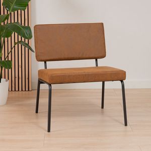 Industriële fauteuil Espen cognac eco-leer