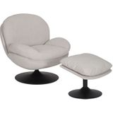 Draaifauteuil met hocker Isobel linnen off white