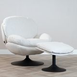 Draaifauteuil met hocker Isobel linnen off white