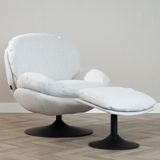 Draaifauteuil met hocker Isobel linnen off white