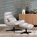 Draaifauteuil met hocker Cristo linnen taupe