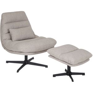 Draaifauteuil met hocker Cristo linnen taupe