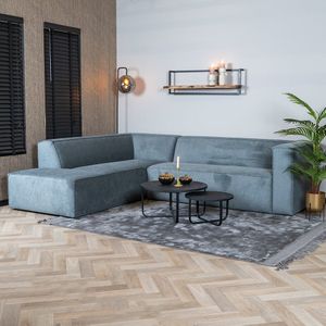 Scandinavische hoekbank Memphis antraciet stof gemêleerd links