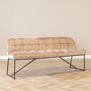 Velvet eetkamerbank Janna taupe 220 cm