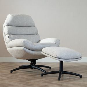 Draaifauteuil met hocker Palma linnen taupe