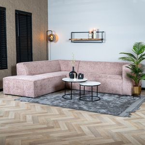 Hoekbank Memphis stof chenille roze links