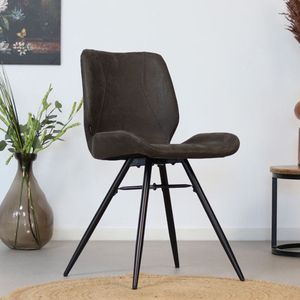 Eetkamerstoel - Barrel - Zwart - Eco-leder - Stalen Frame