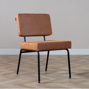 Industriële eetkamerstoel Espen cognac eco-leer