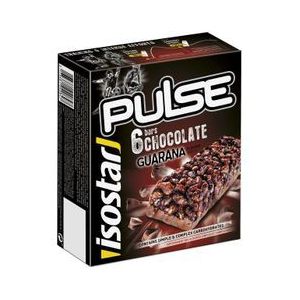 set van 6 isostar pulse energy bars guarana chocolade 6x23g