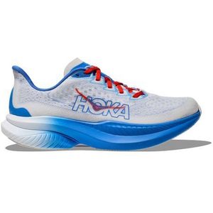 hoka mach 6 hardloopschoenen wit blauw rood heren