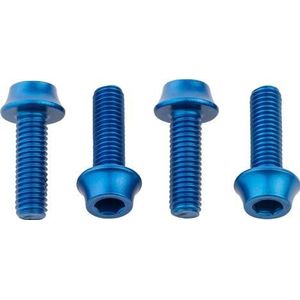 set van 4 wolf tooth water bottle cage bolts m5x15 mm blauw