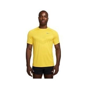 Nike - Dri Fit Adv - Hardlooptop - Geel - Polyester - Korte Mouwen