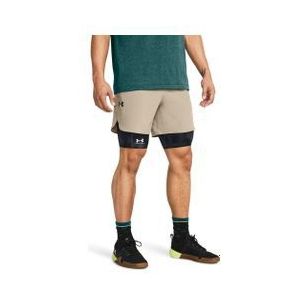 under armour peak woven shorts beige heren
