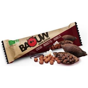 baouw biologische cacao hazelnoot vanille energiereep 25g